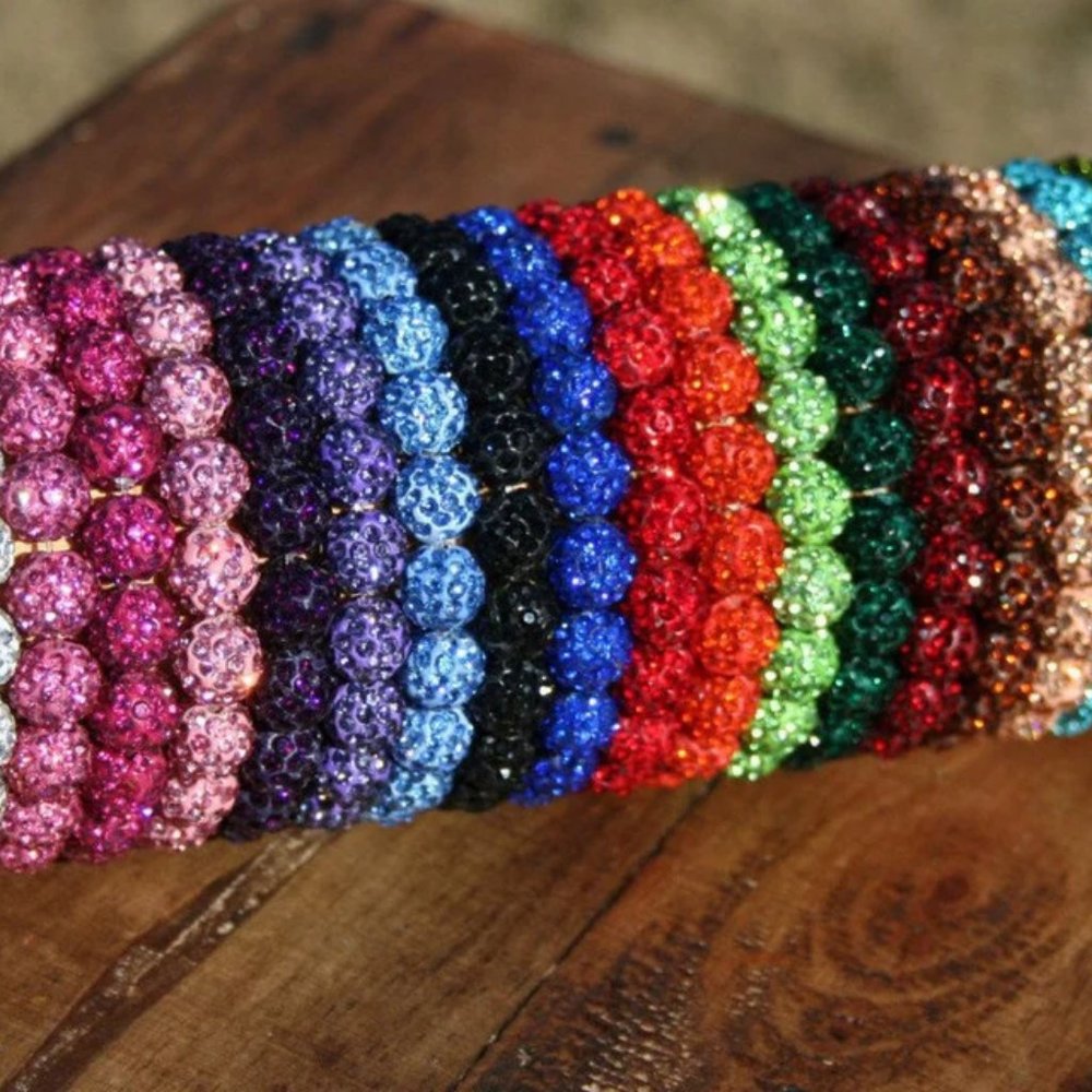 Multicolor Shamballa 8"- Crystal 10mm Bracelet